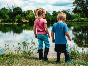 Boy and girl playing